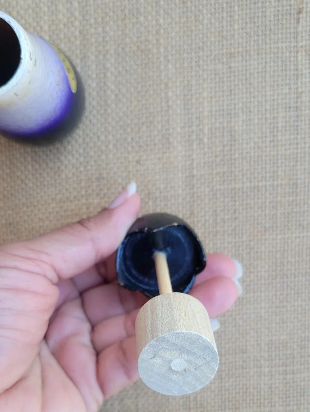 Vintage Japanese Wooden Eggplant Toothpick Container/Holder & Folk Collectible